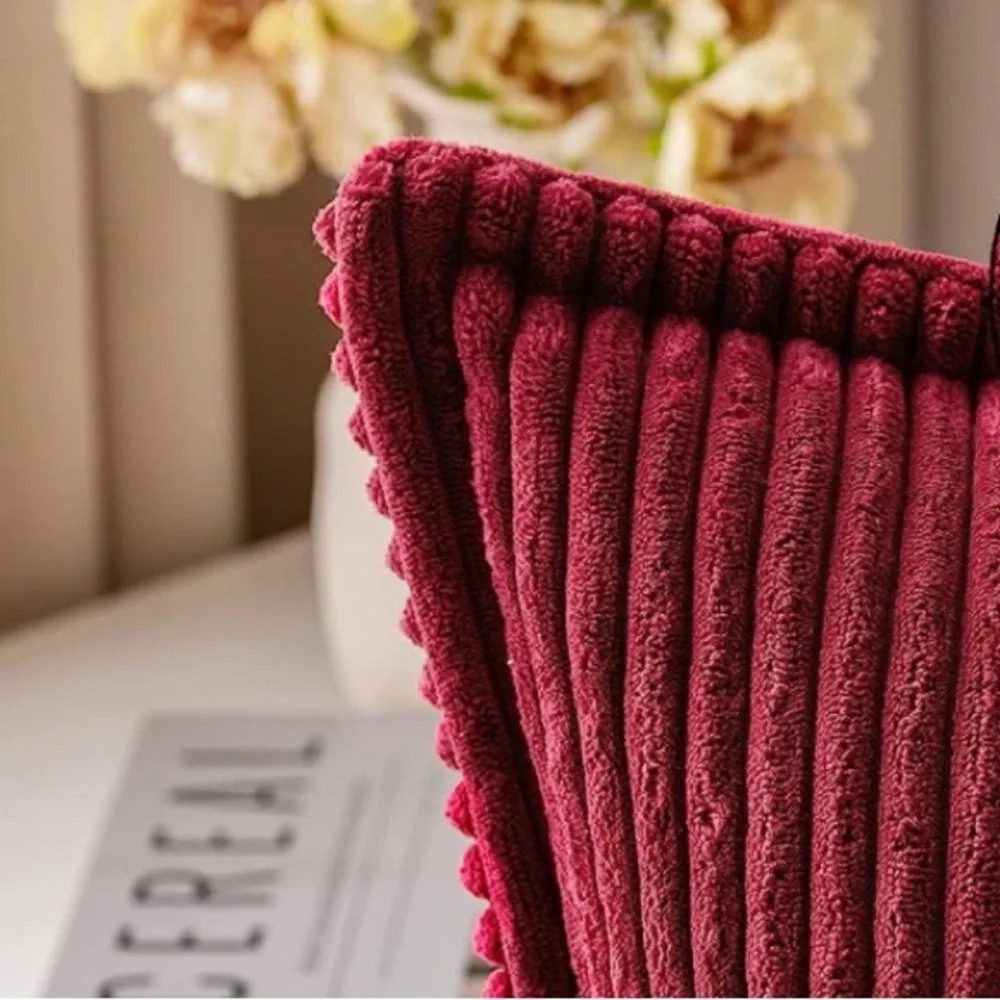Red Striped Texture Corduroy Farmhouse Pillow Cover Luxury Soft Pillow Cover Set